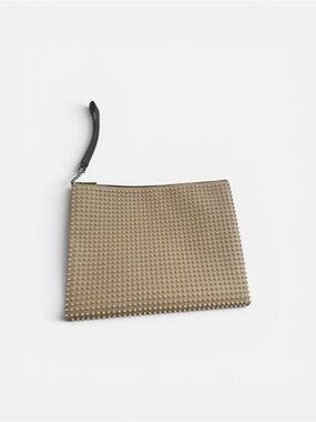 Louboutin Loubiposh Studded XL Wristlet Clutch - Taupe and Dust Bag